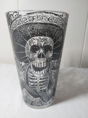 Jose Guadalupe Posada Pint Glass Preowned Revolutionary Calaveru From Oxaxca