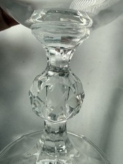 Vintage Bohemia Crystal Wine Goblets Faceted Claudia Set Of 2 Stemware 1970’s