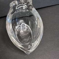 Vintage Sasaki Clear Crystal Glass 3D Owl Open Candy Bowl Nut Dish Japan Heavy