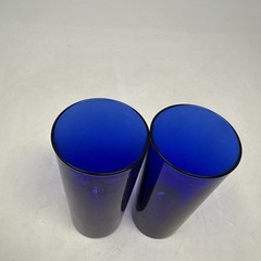 VTG Lot of 2 Reims France Cobalt Blue Tall Tumbler Drinking Water Glasses 5.5″