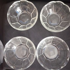 Vintage 4 Clear Glass Berry/Dessert Bowls With Scalloped Rim 4.25″ EUC