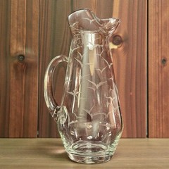 Vintage Mid Century MCM Etched Glass Seagull Pitcher Bach Bird Clear