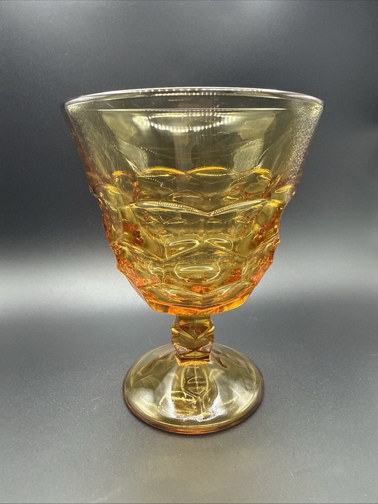 Vintage Viking Georgian Amber glass goblet. 6×4.5” No chips or cracks. Pretty!
