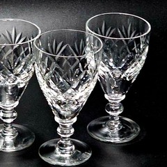3 Webb Corbett Georgian Cordial Cocktail Glasses 4″ England cut crystal 1960s