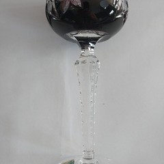 Lausitzer W.Germany Cut to Clear Crystal Amethyst Grapes Goblet Wine Glass 7.5″