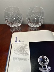 Set of 2 WATERFORD CRYSTAL Lismore Pattern Brandy Snifters Glasses VTG IRELAND