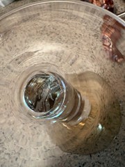 Martini Glasses (2) Amber and Heavy Clear Stem with Controlled Bubble under Bowl