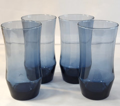 Vintage Libbey Apoll Dusky Blue Hand Blown Drinking Glasses 5.5″ Tall – Set Of 4
