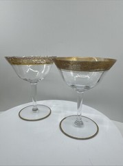 MCM 2 Franciscan Rambler Rise Champagne Coupes & 1 Culver Antigua 22K gold BOWL
