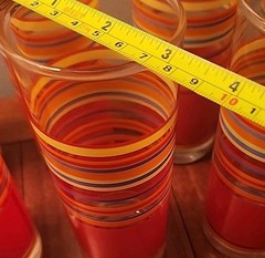 Libbey Mambo Fiesta Striped Orange Yellow Blue 9-Tumblers Near Mint HTF 70’s EUC