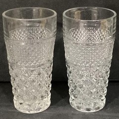 Anchor Hocking Wexford Tumblers, Set of 2, Vintage Clear Pressed Glass Drinkware