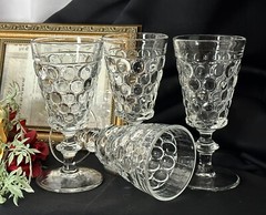 Westmoreland Thousand Eye Juice Glasses Set 4 Clear Stemmed Vintage Glasses