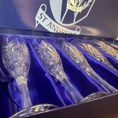 vtg Royal Doulton Cisier Cut Crystal Champagne Flutes St Andrews Boxed Czech NEW
