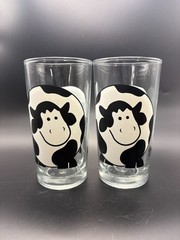 Firna Rotund Cow Drinking Glasses Black White Farmhouse Tumblers – Set of 2