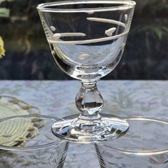 Libbey Interlude Clove Stem Spiral Cut Liquor Cocktail Glasses 4″ Set of 3 RARE
