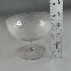 Antique 9 Piece Compote Etched Glass Pedestal Dessert Bowls Glasses Flowers