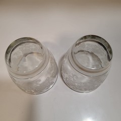Vtg Homer Laughlin Glasses Set of 2 Lacey Queen Esther White Flowers Gold Rim