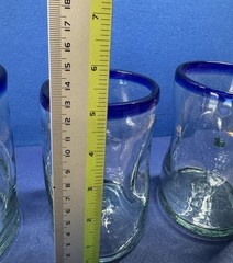 VTG Mexican Hand Blown Glasses Lot of 3 (5” To 5 1/2” Tall)
