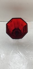 8 INDEPENDENCE GLASS CO RED OCTAGONAL WINE GLASS GOBLETS 6″