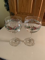 Pair Corelle Corning Callaway Holiday 10 oz Glassware Goblets