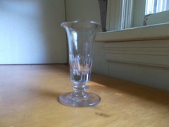 1840 CUT FLUTED WINE OR JELLY GLASS WITH FLARED RIM GROUND PONTIL BOTTOM