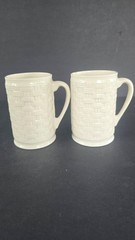 Belleek Shamrock Porcelain Beer Mugs Pair Himself Herself Ireland Irish Gift Cup