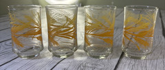 Vintage 1970s Set of (4) Libbey Golden Harvest Wheat 6oz Juice Tumbler Glasses.