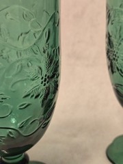 Princess House Fantasia Poinsettia Emerald Green 16 Oz Iced Tea Glass Set of 2