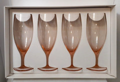 LOT OF 4 MIKASA ELITE PINK 8 1/2″ ICED TEA GOBLET STEMMED