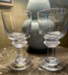 Two DANSK Carla Crystal WATER Glasses JHQ Rare Vintage 1970 – 1 Has Orig Sticker