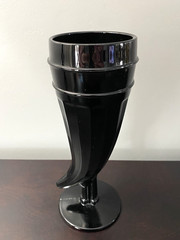 Vintage Tiara Indiana Glass Black Horn Shaped Beer Mug Pilsner Gothic Glass
