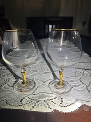 Vintage Colony Versailles Brandy Snifters~ Gold Stem & Rim~ Bohemian Crystal~ 2