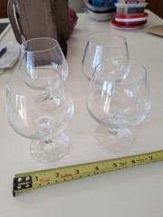4 Claudia? Diana? Crystal Brandy Snifters Ball Stem Vintage Glasses 4.75″ tall