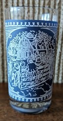 Currier & Ives Mill Scene Juice Glass, Blue and White Print, 4.75″ Tall, 8 Ounce