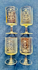 1970’s DUBUQUE Clear CRYSTAL STEMMED GLASSES Set of 8 – NJ NC CT GA NH NY MD RI