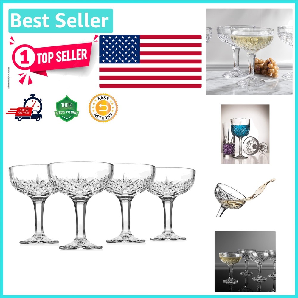 Elegant Dishwasher Safe Champagne Coupes Set of 4 – 6oz for Special Occasions