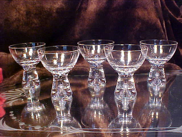 5 FAB Crystal Glass Shot Cordial Glasses HUGE BUBBLE Base Littala, FINLAND TAPIA