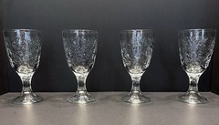 Princess House FANTASIA Set of 4 Water Goblets 8 oz floral 7″ tall