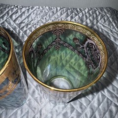J Preziosi Lavorato A Mano Made in Italy Green Tumbler Glasses Pair