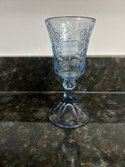 Vintage Tiara Indiana Glass Ice Blue Last Supper 7″ Chalice Goblet