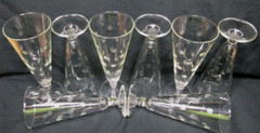 8 MCM clear glass etched polka dots pilsner beer footed 7 5/8″ high tumblers
