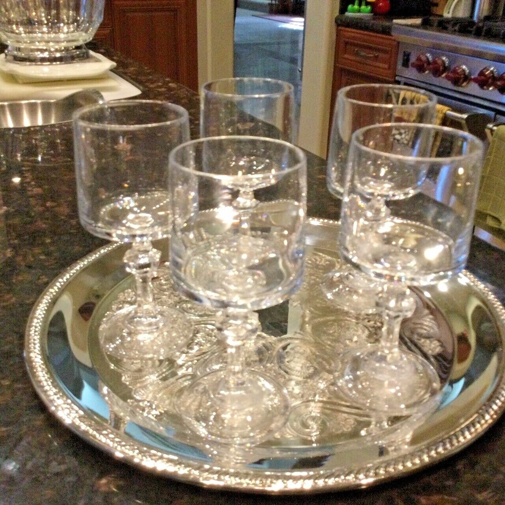 Vintage «Vendome Uni» Knob in Stem Flat Wine Glasses by Cristal D’Arques
