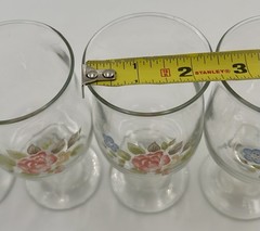 Libbey Tea Rose Goblets Set 4 Juice Wine Glasses 8 Oz Vintage Floral