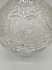 Vintage Footed Crystal Candy Dish w/Lid Frosted Floral Band 10″ x 6.5″ Zajecar