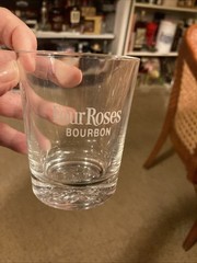 Four Roses Bourbon Etched Glass Embossed Roses on Bottom