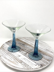 2 Bombay Sapphire Gin Collection Mariner Blue Square Twisted Stem Martini Glass