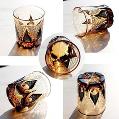 Luxury Crystal Whiskey Bar Glass Cut Tumbler Japanese Style Edo Kiriko 9oz/270ml