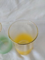 Vintage MCM Libbey Glass Blendo Frosted Tumbler Glasses 3 green and yellow