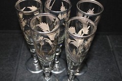 SET of 5 Artesania Tabuisa Peru Inca Gods Platinum Champagne Flutes {324}