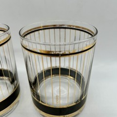 Vtg MCM Culver Devon Black 22k Lowball Whiskey Old Fashioned Glasses